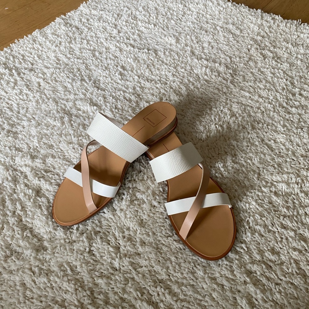 NEW Dolce Cream Leather Sandals Sz 10